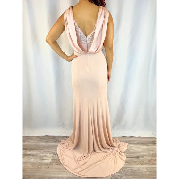 Vera Wang Pink Rose Gold Sequin Formal Gown $395 - Picture 8 of 15